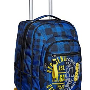 Seven Trolley Scuola, Blu, Check, 2 in 1, Doppio Uso, Zaino Con Carrello Fisso e Crossover System, Viaggio e Tempo Libero, Bambino Ragazzo