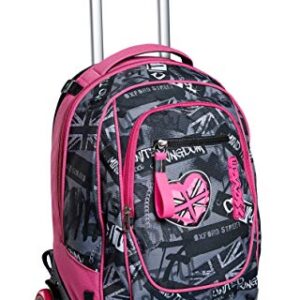 Seven Trolley Scuola Tech, Grigio Fucsia, Keep Flag, 3 in 1, Triplo Uso, Zaino con Carrello Sganciabile e Crossover System, Zaini e Trolley, Viaggio, Bambina Ragazza