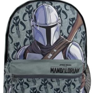 Star Wars Zaino Mandalorian Cartella Scuola | Zainetto Ragazzo | Zainetto Bambino | One Size Grigo